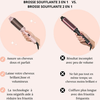 Brosse à cheveux thermique 3 en 1 pro
