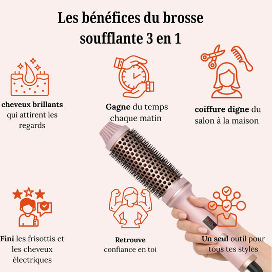 Brosse à cheveux thermique 3 en 1 pro